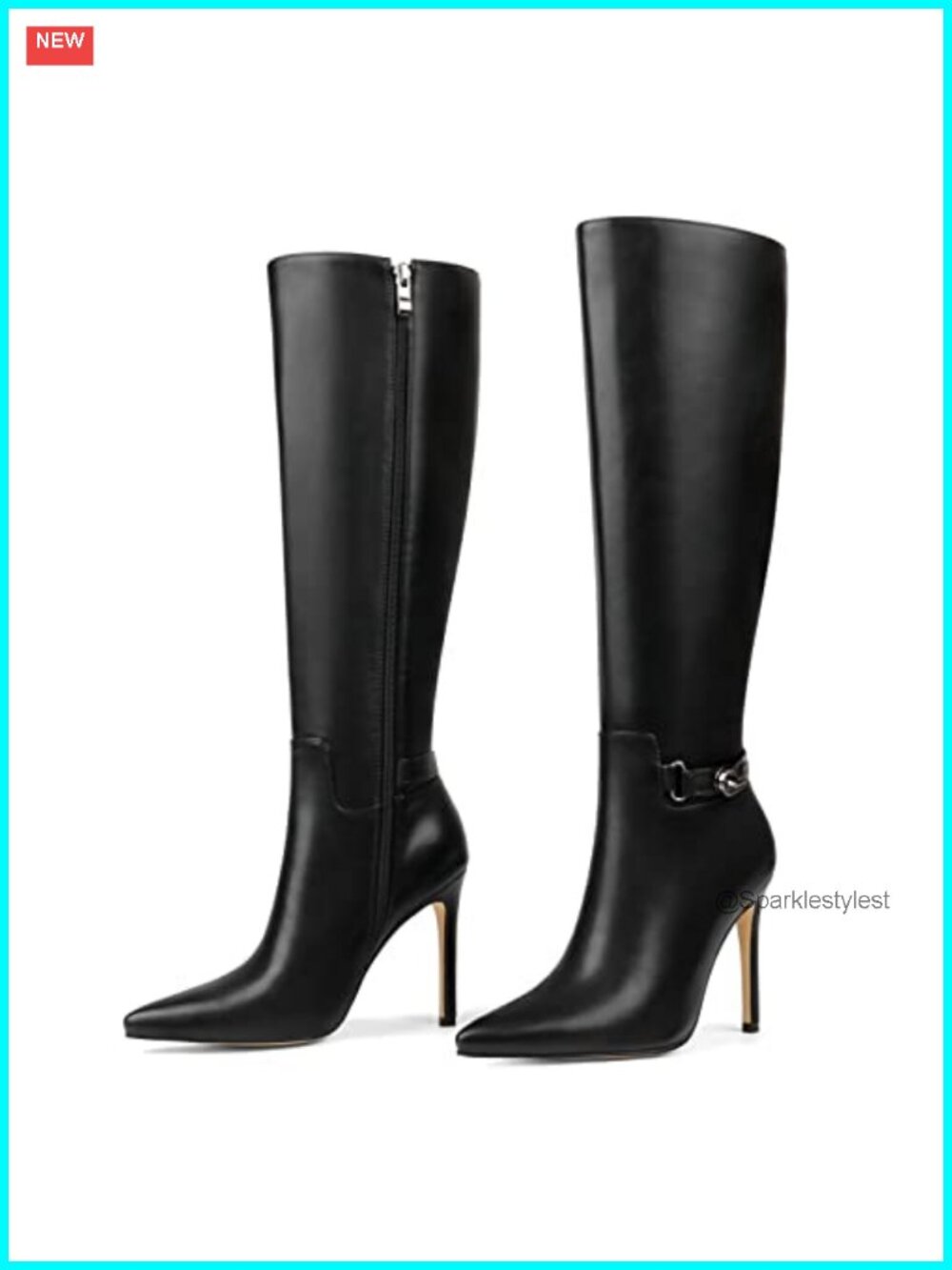 Women's Knee High Pointed Toe Stiletto Buckle Slouch Tall Boots